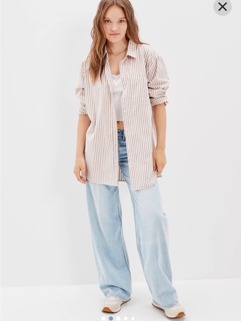 American Eagle Outfitters Womens Oversized Button Up Boyfriend Shirt Small NWT